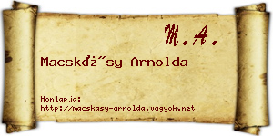 Macskásy Arnolda névjegykártya